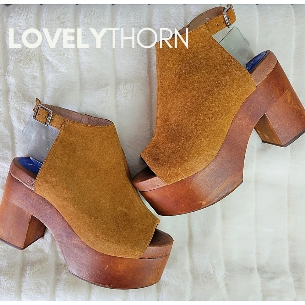JEFFREY CAMPBELL // ltd ed free people collab suede wooden platform block heels - Picture 13 of 16